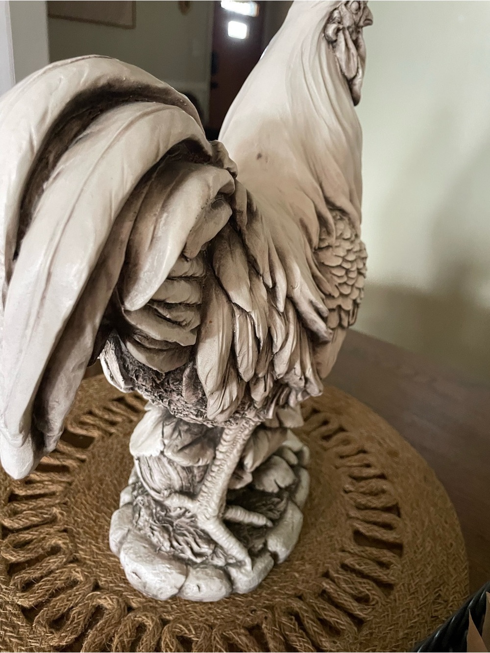 Handcrafted Rooster Sculpture – Neutral Beige Farmhouse Accent - Picture 3 of 5
